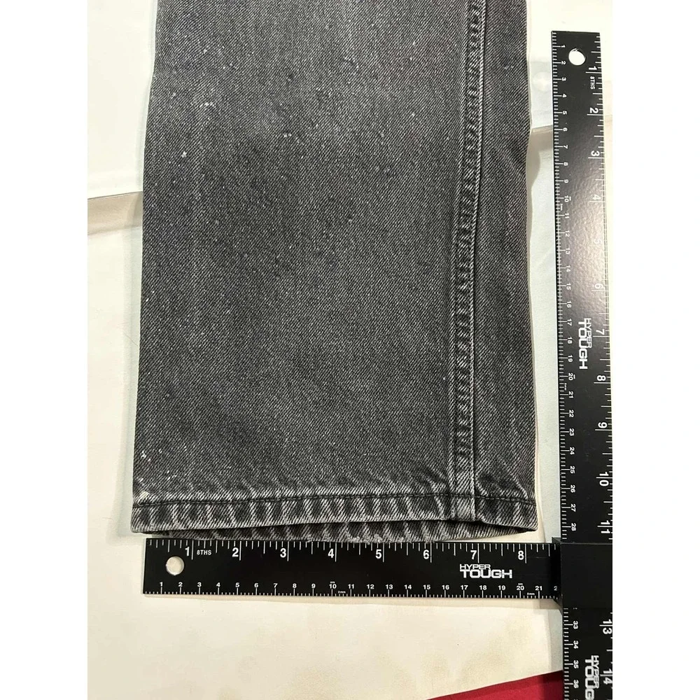 Levi's 505 Regular Fit Jeans Mens 34x32 Gray Black‎ Stonewash Denim Made in...